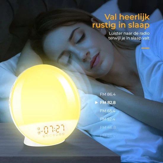 BrightLife Wake Up Light Wekker - Licht Wekker - Wekkerradio - 7 Kleuren - Afbeelding 7