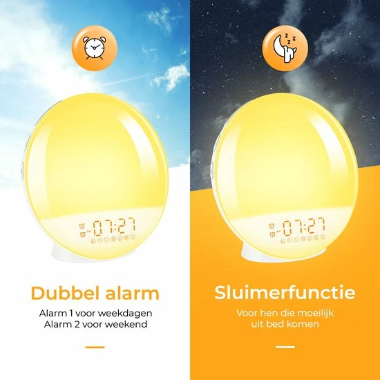 BrightLife Wake Up Light Wekker - Licht Wekker - Wekkerradio - 7 Kleuren - Afbeelding 8