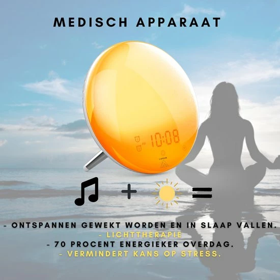 Lorem Wake Up Light Wekker Google Home Wekkerradio Nachtlampje Leeslamp – Zonsopkomst – Slaaptrainer – Smartphone – 2021 - Afbeelding 7