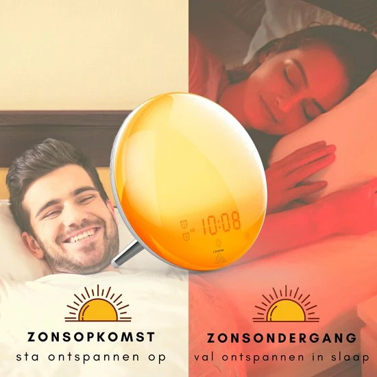 Lorem Wake Up Light Wekker Google Home Wekkerradio Nachtlampje Leeslamp – Zonsopkomst – Slaaptrainer – Smartphone – 2021 - Afbeelding 8