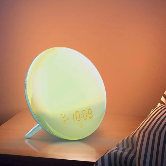 Lorem Wake Up Light Wekker Google Home Wekkerradio Nachtlampje Leeslamp – Zonsopkomst – Slaaptrainer – Smartphone – 2021 - Afbeelding 10