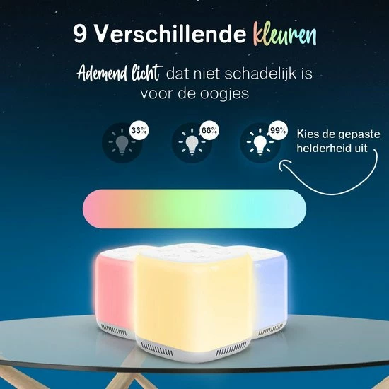 Clockity White Noise Machine - Slaaphulp - Nachtlampje Baby - Witte Ruis Baby - Nachtlampje Kinderen - White Noise Machine - Slaaphulp Met LED Verlichting En 34 Rustgevende Geluiden - Afbeelding 2
