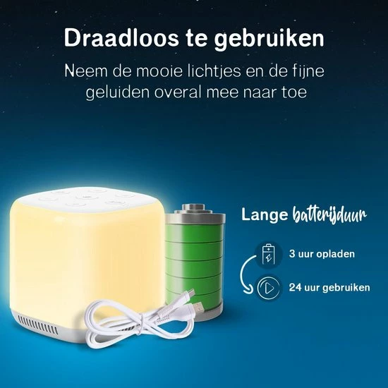 Clockity White Noise Machine - Slaaphulp - Nachtlampje Baby - Witte Ruis Baby - Nachtlampje Kinderen - White Noise Machine - Slaaphulp Met LED Verlichting En 34 Rustgevende Geluiden - Afbeelding 6
