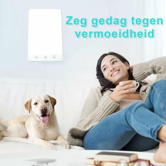 VITAMO? Premium Daglichtlamp Met Timer - Lichttherapie - Zonlicht LED Lamp - SAD Lamp - Tegen Vermoeidheid En Winterdepressie - 3 Lichtstanden - 3000-12000 Lux - 23.5 Cm X 14 Cm - Wit - Afbeelding 2