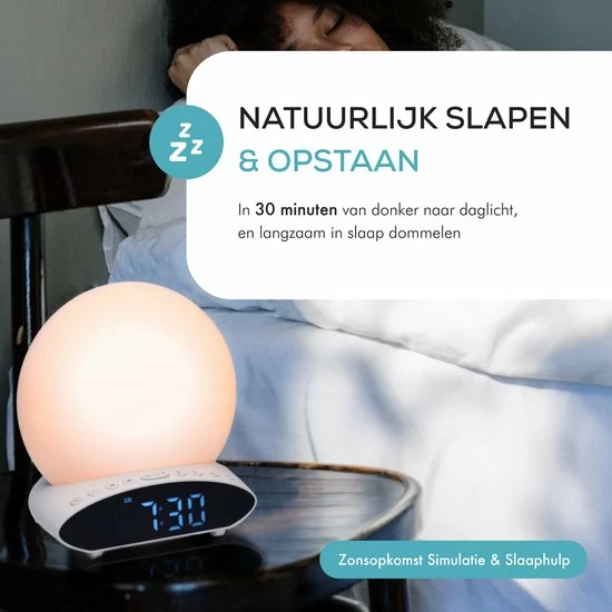 SoGoods - Wake Up Light - Wekkerradio Met Projectie - Lichtwekker - Slaaptrainer - Digitale Wekker - Afbeelding 7