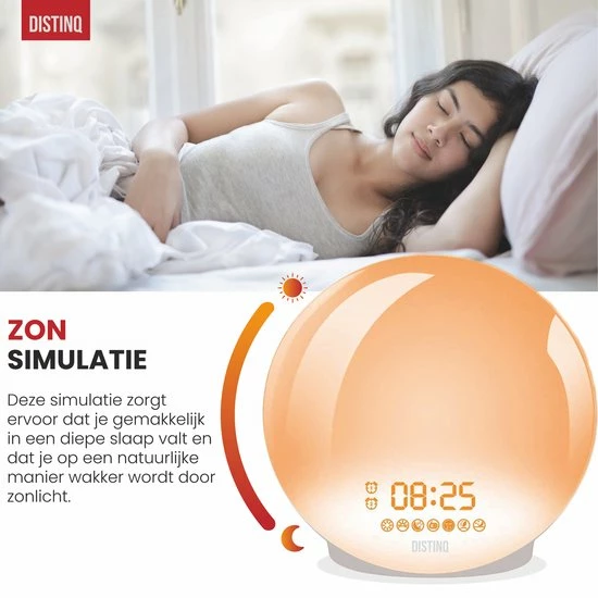 DistinQ Wake-Up Light ? Wekkerradio Met Dubbele Wektijd ? Slaaphulp Met USB Aansluiting - Grijs 4 DistinQ Wake-Up Light ? Wekkerradio Met Dubbele Wektijd ? Slaaphulp Met USB Aansluiting - Grijs - Afbeelding 2