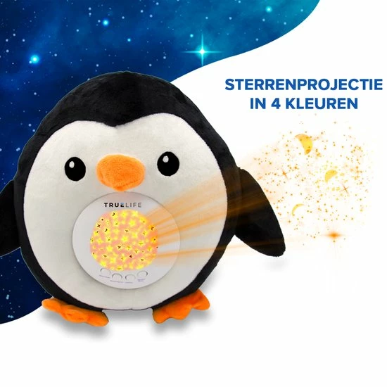 TrueLife Slaaptrainer En White Noise Machine En Sterrenprojector – Knuffel Pinguïn – Slaapgeluiden – Witte Ruis – Baby - Peuter - Afbeelding 7