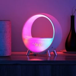 Global Goods GlobalGoods ® - Multifunctionele 5-in-1 Wake-up Light - Inclusief Nederlandse Handleiding - Wekkerradio - Bluetooth Speaker - Lichtwekker - Smart Clock - WiFi - Slaaptrainer - Slaaphulp - Noise Machine - Google Home | Amazon Alexa