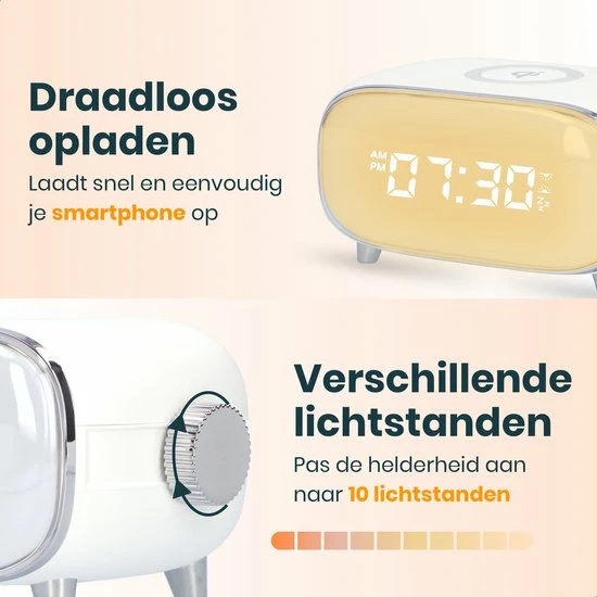 BalkaVision® Wake Up Light – Draadloze Oplader – Digitale Wekker – Lichtwekker- Met Nederlandse Handleiding En Gratis E-book - Afbeelding 2