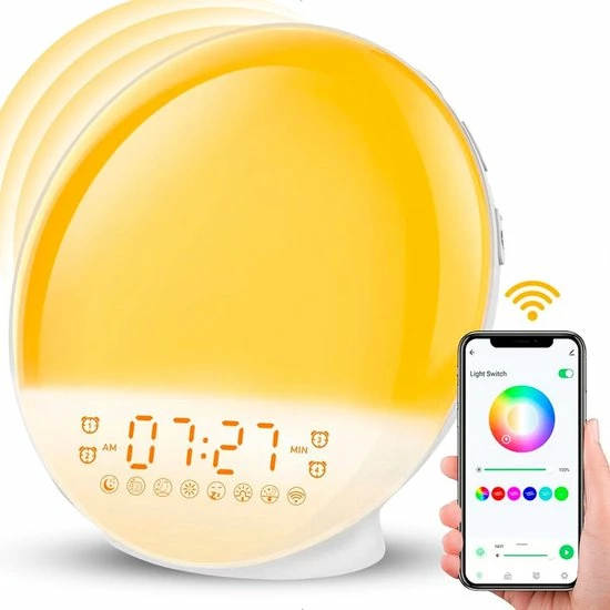 B-care Wake-up Light - Wifi Smart - Smart Life App - Lichtwekker - Wekkerradio - Slaaphulp - Digitale Wekker Met Lamp - Sfeerverlichting - FM-radio - Snooze Functie - 8 Natuurgeluiden - 2 Wektijden - 7 Kleuren - 20 Helderheidsaanpassingen 3 B-care Wake-up Light - Wifi Smart - Smart Life App - Lichtwekker - Wekkerradio - Slaaphulp - Digitale Wekker Met Lamp - Sfeerverlichting - FM-radio - Snooze Functie - 8 Natuurgeluiden - 2 Wektijden - 7 Kleuren - 20 Helderheidsaanpassingen