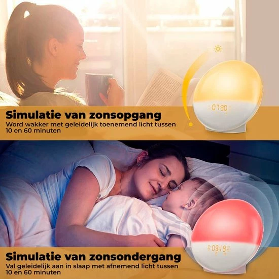 B-care Wake-up Light - Wifi Smart - Smart Life App - Lichtwekker - Wekkerradio - Slaaphulp - Digitale Wekker Met Lamp - Sfeerverlichting - FM-radio - Snooze Functie - 8 Natuurgeluiden - 2 Wektijden - 7 Kleuren - 20 Helderheidsaanpassingen 5 B-care Wake-up Light - Wifi Smart - Smart Life App - Lichtwekker - Wekkerradio - Slaaphulp - Digitale Wekker Met Lamp - Sfeerverlichting - FM-radio - Snooze Functie - 8 Natuurgeluiden - 2 Wektijden - 7 Kleuren - 20 Helderheidsaanpassingen - Afbeelding 3