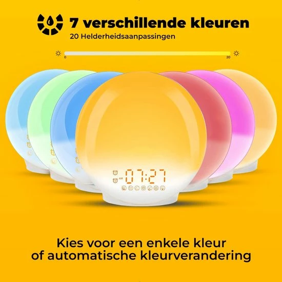 B-care Wake-up Light - Wifi Smart - Smart Life App - Lichtwekker - Wekkerradio - Slaaphulp - Digitale Wekker Met Lamp - Sfeerverlichting - FM-radio - Snooze Functie - 8 Natuurgeluiden - 2 Wektijden - 7 Kleuren - 20 Helderheidsaanpassingen 6 B-care Wake-up Light - Wifi Smart - Smart Life App - Lichtwekker - Wekkerradio - Slaaphulp - Digitale Wekker Met Lamp - Sfeerverlichting - FM-radio - Snooze Functie - 8 Natuurgeluiden - 2 Wektijden - 7 Kleuren - 20 Helderheidsaanpassingen - Afbeelding 4