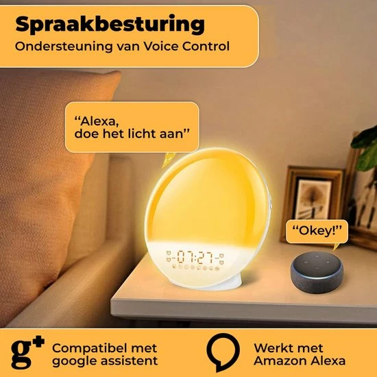 B-care Wake-up Light - Wifi Smart - Smart Life App - Lichtwekker - Wekkerradio - Slaaphulp - Digitale Wekker Met Lamp - Sfeerverlichting - FM-radio - Snooze Functie - 8 Natuurgeluiden - 2 Wektijden - 7 Kleuren - 20 Helderheidsaanpassingen 10 B-care Wake-up Light - Wifi Smart - Smart Life App - Lichtwekker - Wekkerradio - Slaaphulp - Digitale Wekker Met Lamp - Sfeerverlichting - FM-radio - Snooze Functie - 8 Natuurgeluiden - 2 Wektijden - 7 Kleuren - 20 Helderheidsaanpassingen - Afbeelding 8