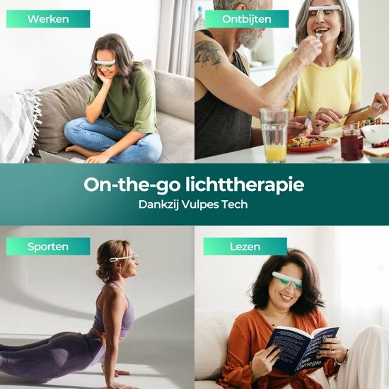 Vulpes Goods Vulpes Tech? Lichttherapie Bril - Lichttherapielamp - Energielamp - Daglichtlamp - 2 Standen & App-besturing - Wetenschappelijk Bewezen - Wit & Goud - PRO Versie - Afbeelding 8