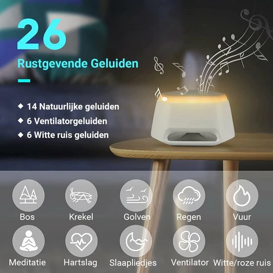 Douzle White Noise Machine Baby & Volwassenen ? Slaaptrainer Witte Ruis Met Nachtlampje ? Slaap Geluidsmachine Voor Slaaphulp - Wit - Afbeelding 2