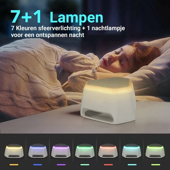 Douzle White Noise Machine Baby & Volwassenen ? Slaaptrainer Witte Ruis Met Nachtlampje ? Slaap Geluidsmachine Voor Slaaphulp - Wit - Afbeelding 3
