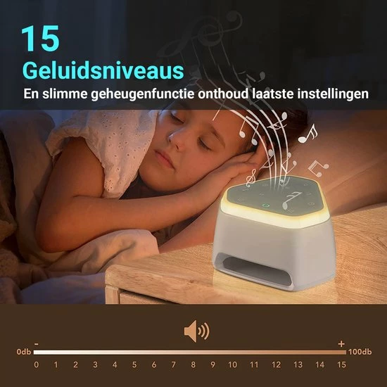 Douzle White Noise Machine Baby & Volwassenen ? Slaaptrainer Witte Ruis Met Nachtlampje ? Slaap Geluidsmachine Voor Slaaphulp - Wit - Afbeelding 5
