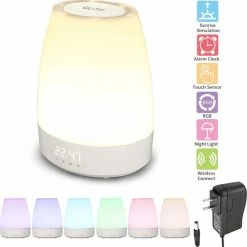 GLIME Wake-Up Light - Wekker - RGB Nachttafellamp - Intelligent Ontwaken Met Licht - Ideaal Om Uit Te Rusten, Te Lezen En Te Decoreren -Wit