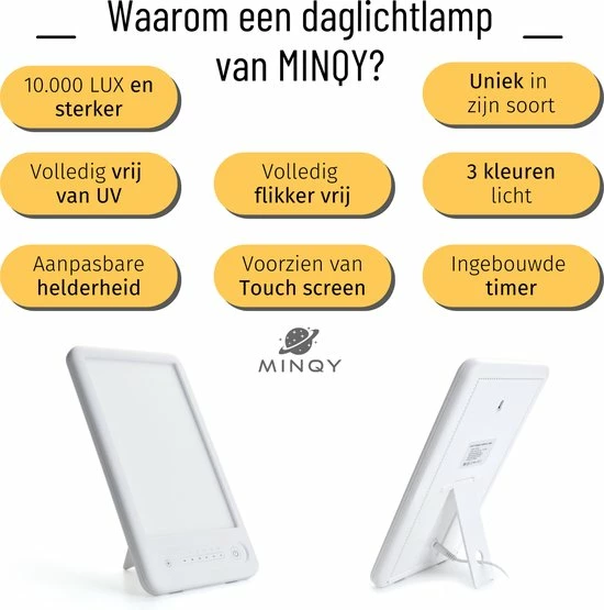 Daglichtlamp Lichttherapielamp Lichttherapie Energielamp - Winterdepressie - 2 Standen - 6500 10000 LUX - MINQY® - Afbeelding 7