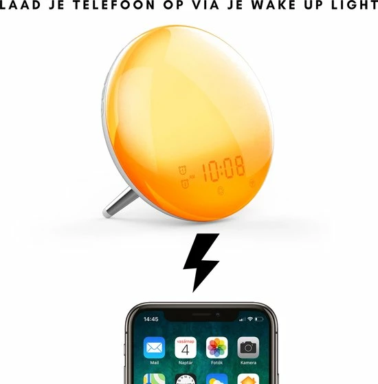 Lorem Wake Up Light Wekker Google Home Wekkerradio Nachtlampje Leeslamp – Zonsopkomst – Slaaptrainer – Smartphone – 2021 - Afbeelding 5