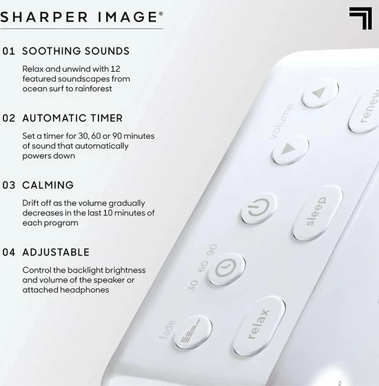 Sharper Image White Noise Machine - Slaaptrainer – Slaaphulp - Baby - Volwassenen - Afbeelding 6