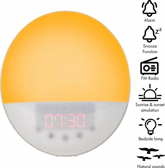 Silvergear Wake Up Light Wekker - Wekker Met Licht - Radio - Wit