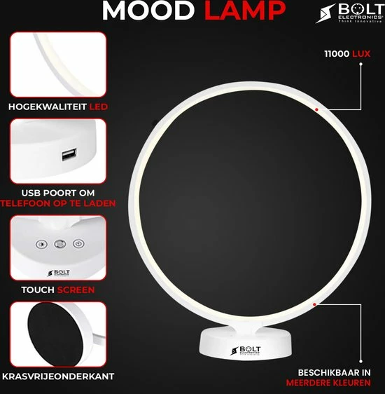 Bolt Electronics? Bolt Electronics ? Tafellamp ? Moodlamp ? Lichttherapielamp - Moodlight ? Daglichtlamp ? RGB Licht ? Wit - Afbeelding 7