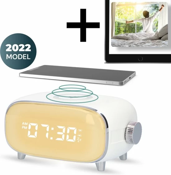 BalkaVision® Wake Up Light – Draadloze Oplader – Digitale Wekker – Lichtwekker- Met Nederlandse Handleiding En Gratis E-book