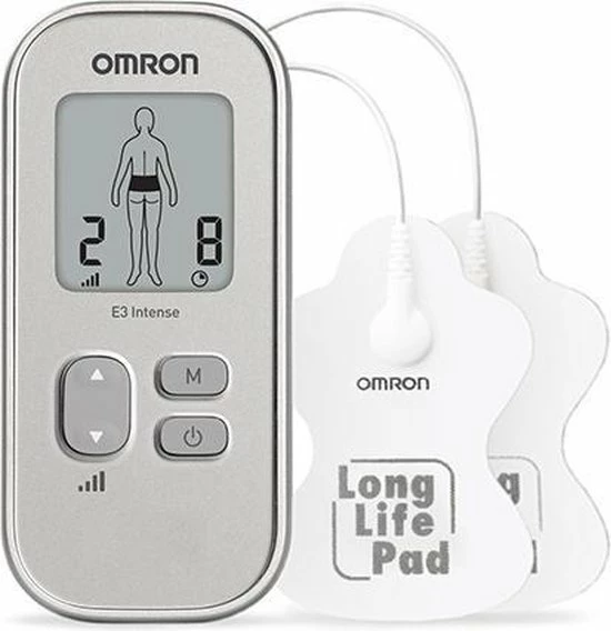 OMRON E3 Intense Tens Apparaat - Elektrodentherapie - Spierstimulatie - Verlicht Spier & Gewrichtspijn - Compact Ontwerp - Zilver