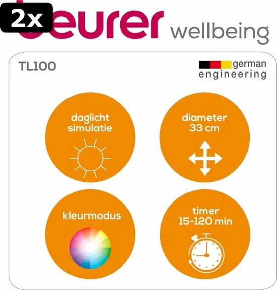 2x Beurer TL100 - Daglichtlamp 2-in-1 - Bluetooth - ??33cm - Afbeelding 9