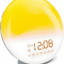 DistinQ Wake-Up Light ? Wekkerradio Met Dubbele Wektijd ? Slaaphulp Met USB Aansluiting - Grijs