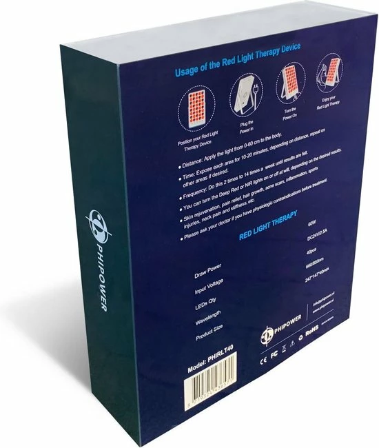 Merkloos Rood Licht Therapie Lamp | Diep Rood/NIR | Phipower - Afbeelding 5