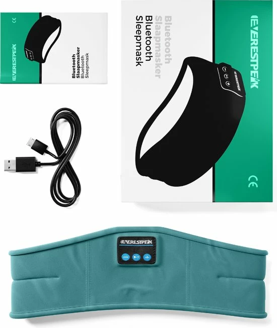 EverestPeak? Bluetooth Slaapmasker - Slaaptrainer - Met 3 In 1 Koptelefoon - 25x10CM - Groen - Afbeelding 16