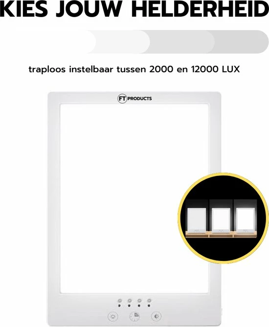 FT Products FT-products Daglichtlamp - LED Lichttherapie 12.000 LUX - Winterdepressie Daglicht Lamp - SAD Daylight Therapy - Therapie Lamp - Bureaulamp - Hobby Lamp 6 FT Products FT-products Daglichtlamp - LED Lichttherapie 12.000 LUX - Winterdepressie Daglicht Lamp - SAD Daylight Therapy - Therapie Lamp - Bureaulamp - Hobby Lamp - Afbeelding 4