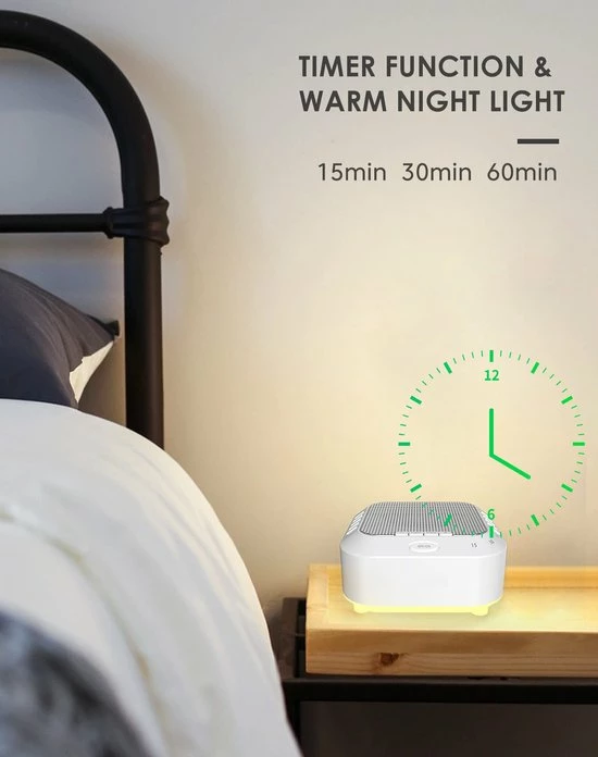 Zacro White Noise Machine- Met 28 Geluiden - Witte Ruis Machine - Slaap Geluidsmachine - Slaaphulp - Slaaptrainer - Voor Baby & Volwassenen - Wit - Afbeelding 3