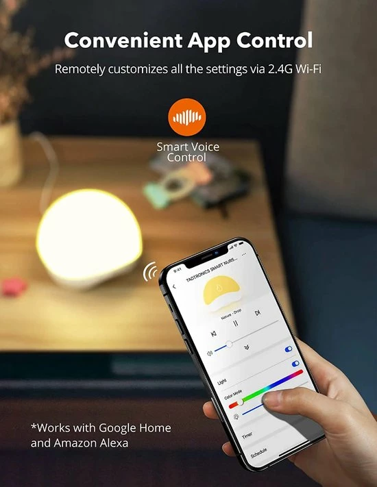 TaoTronics White Noise Machine - Slaap Machine - Witte Ruis - Slaap Geluidsmachine - Nachtlamp - Slaaphulpen - Slaaptrainer - Baby - Volwassen - - Smart - Wifi - Met App - Afbeelding 9