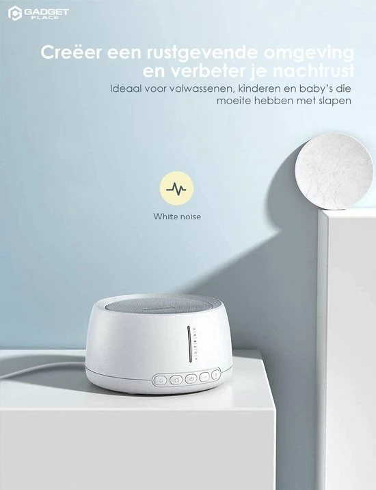 Gadgetplace White Noise Machine Met 30 Geluiden - Voor Baby & Volwassenen - 30 Geluidniveaus - Witte Ruis - Slaaphulp - Slaaptrainer - Slaap Geluidsmachine - Afbeelding 2