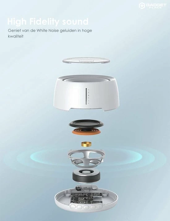 Gadgetplace White Noise Machine Met 30 Geluiden - Voor Baby & Volwassenen - 30 Geluidniveaus - Witte Ruis - Slaaphulp - Slaaptrainer - Slaap Geluidsmachine - Afbeelding 8