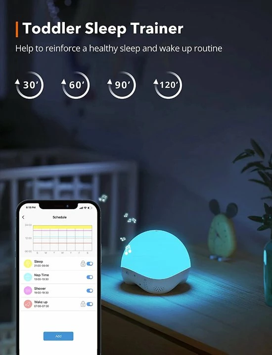 TaoTronics White Noise Machine - Slaap Machine - Witte Ruis - Slaap Geluidsmachine - Nachtlamp - Slaaphulpen - Slaaptrainer - Baby - Volwassen - - Smart - Wifi - Met App - Afbeelding 8