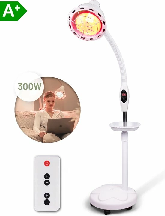 LIROMA® 300W Infraroodlamp - Hoogte Verstelbaar - Remote - Timer - Lichttherapie - Infraroodtherapie - Fibromyalgie - Pijnverlichting - Collageen Lamp - Rood Licht Therapie - Philips - Black Friday 2022 Deals