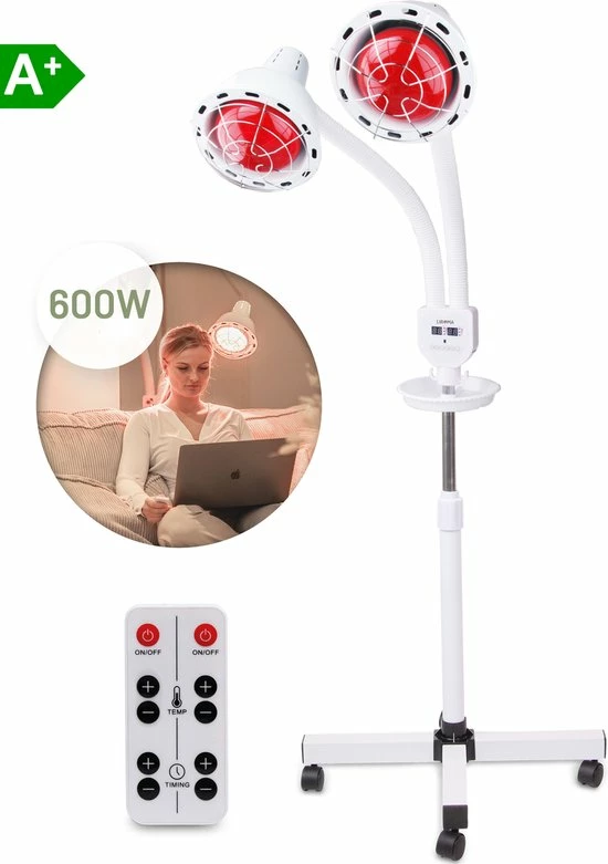 LIROMA? 600W Infraroodlamp - Hoogte Verstelbaar - Timer - Remote - Infraroodtherapie - Lichttherapie - Fibromyalgie - Pijnverlichting Spieren ? Collageen Lamp ? Warmtelamp - Rood Licht Therapie - Philips - Black Friday 2022 Deals